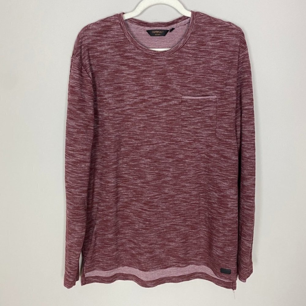 Buckle Outpost Makers Long Sleeve Heathered Shirt Pocket Red Mens XL